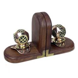 brass book ends - helmet shaped