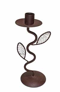 taper candle holder rustic finish leaves tree look