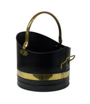 coal bucket with brass handle and border