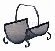 wrought iron fireplace log holder or log carrier or log basket
