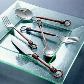 forged stainless flatware - copper antique finish
