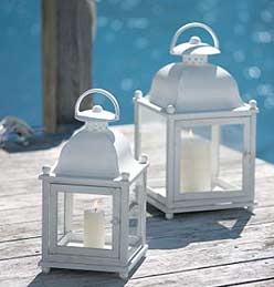 white candle lanterns